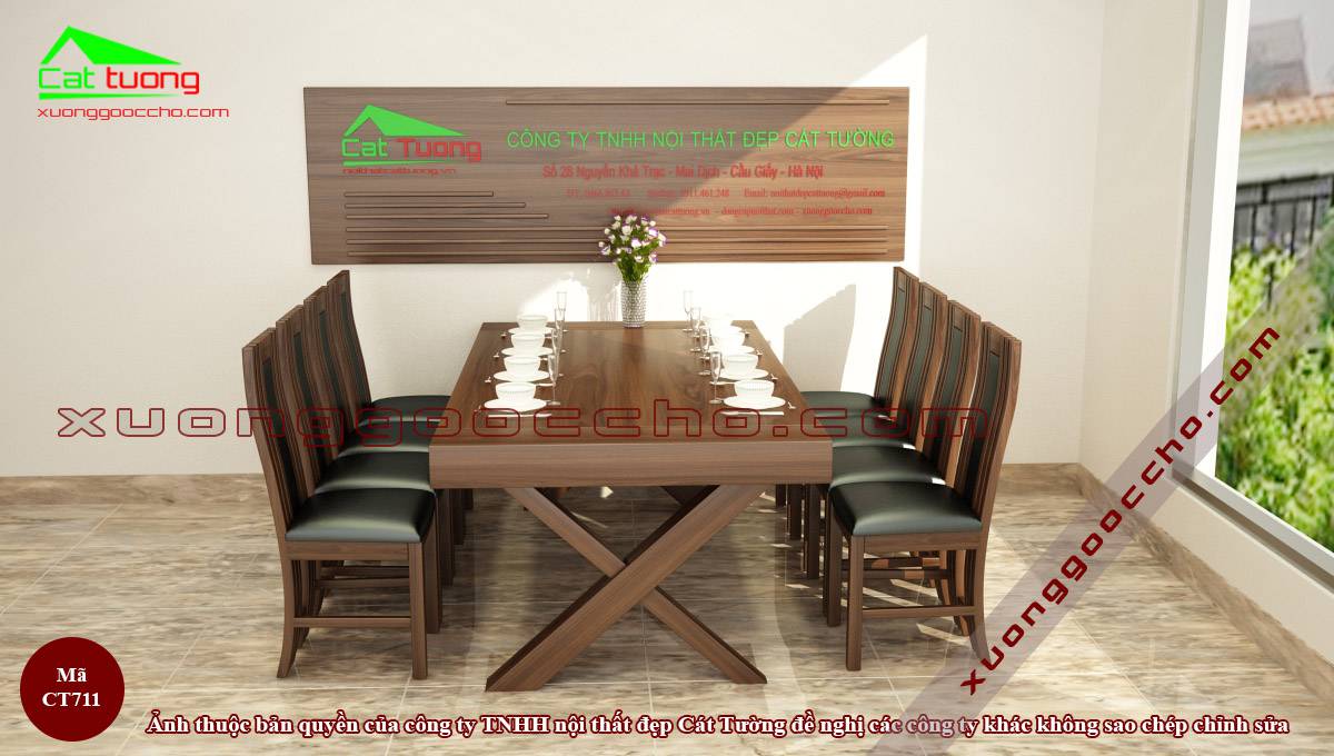 bàn ghế ăn gỗ óc chó CT711 B1