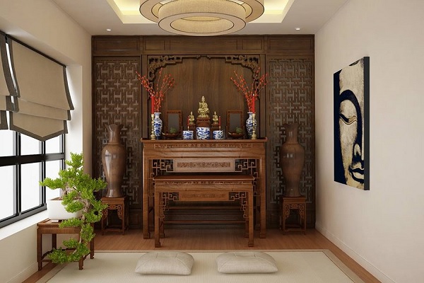bàn thờ Phật chung với bàn thờ gia tiên