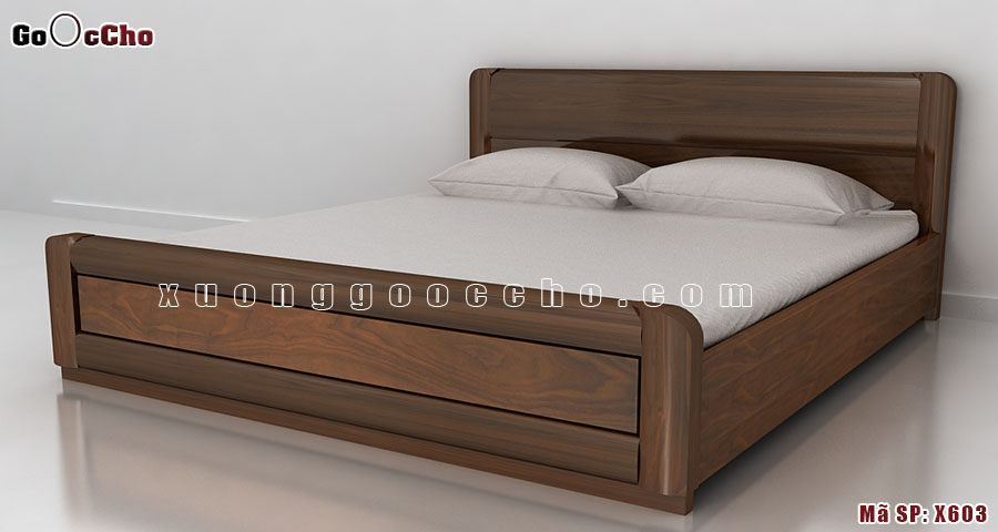 Mẫu Giường ngủ gỗ óc chó X603 sang trọng theo phong cách hiện đại