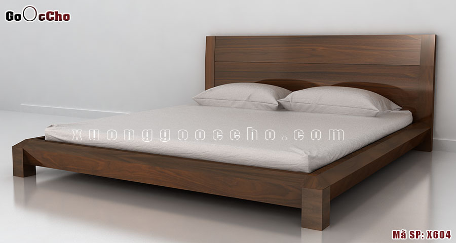 Mẫu giường ngủ gỗ óc chó X604 cho phòng ngủ chung cư cao cấp