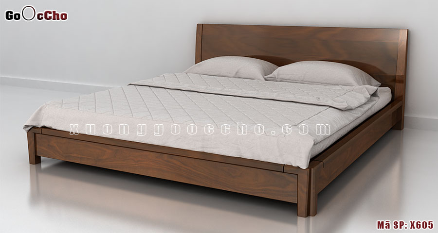 Mẫu Giường ngủ gỗ óc chó X605 giường ngủ cho biệt thự hiện đại