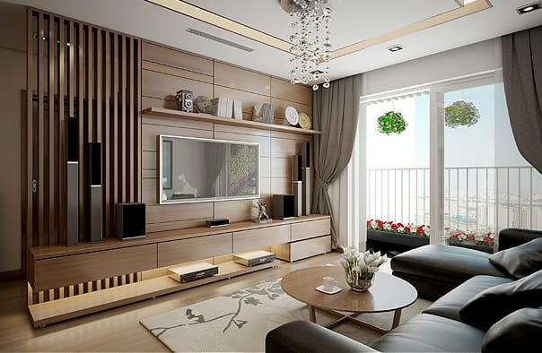 8 mẫu gỗ ốp tường phòng khách đẹp tốt giá rẻ nhất 2021 - CafeLand.Vn