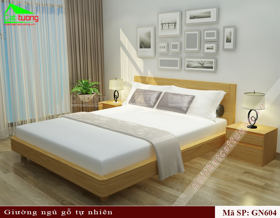 Mẫu giường gỗ tự nhiên đẹp hiện đại, chất lượng cao cấp, giá xưởng