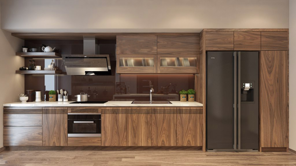 Tủ bếp đơn giản mà đẹp thiết kế hiện đại, công năng sử dụng tốt