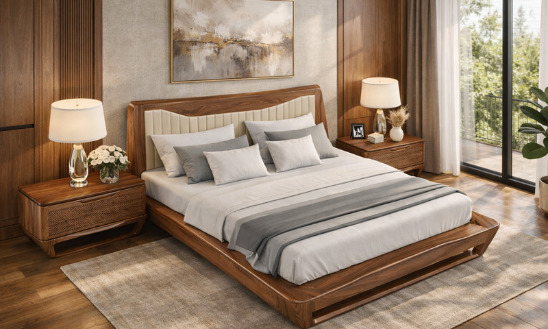 Giường ngủ gỗ óc chó GN2617