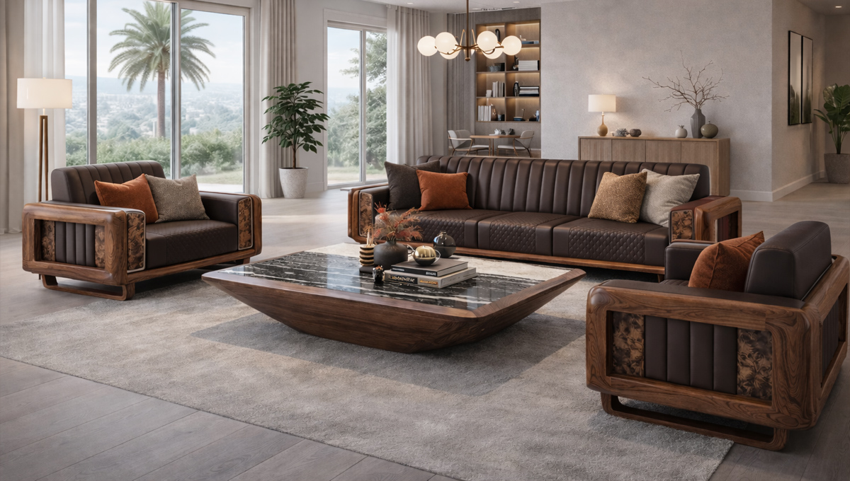 Sofa gỗ óc chó SF2611