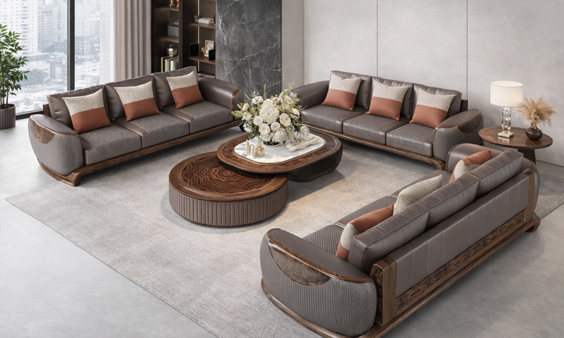 Sofa gỗ óc chó SF2624