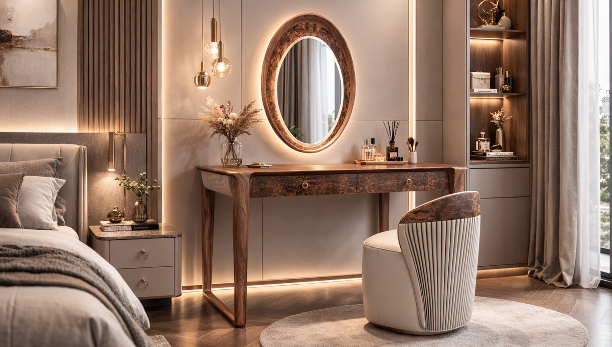 Bàn trang điểm gỗ óc chó BTD2604