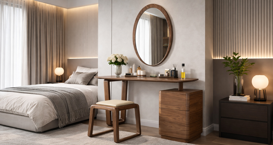 Bàn trang điểm gỗ óc chó BTD2607