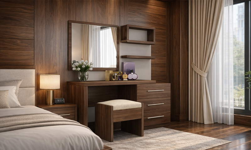 Bàn trang điểm gỗ óc chó CT302