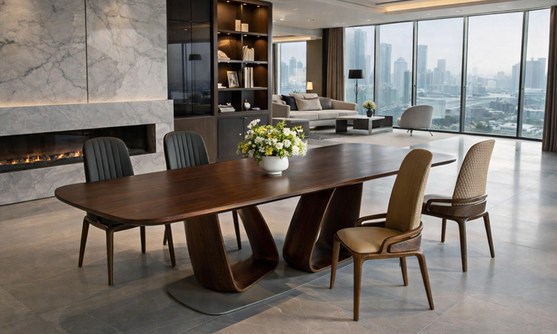 Bàn ghế ăn gỗ óc chó BGA2605