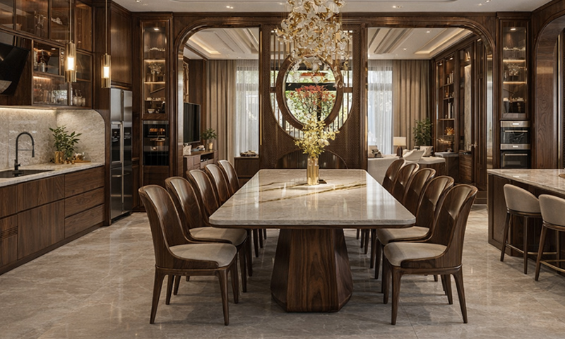 Bàn ghế ăn gỗ óc chó BGA2606