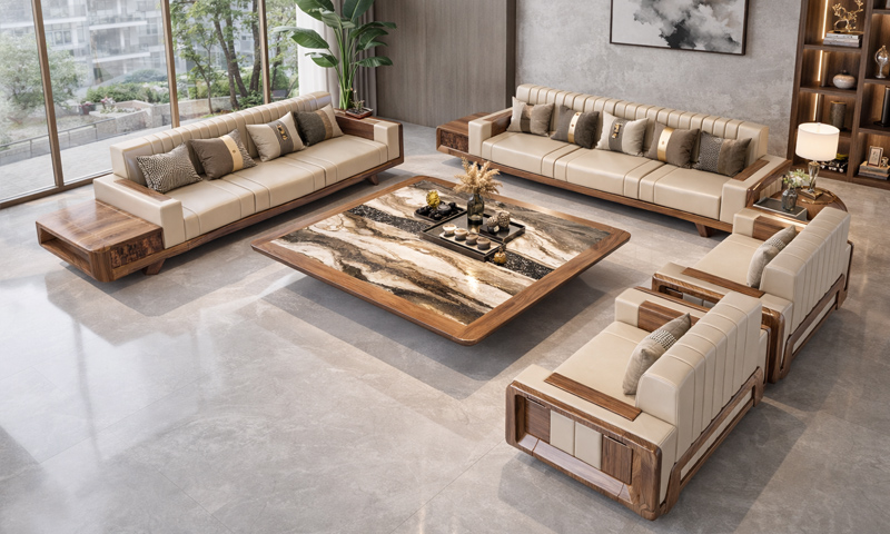 Sofa gỗ óc chó SF2619