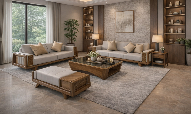 Sofa gỗ óc chó SF2606