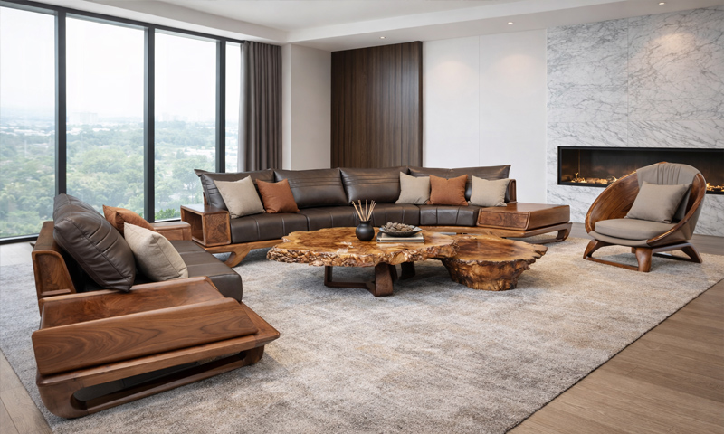 Sofa gỗ óc chó SF2609